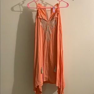 Peach and tan dress